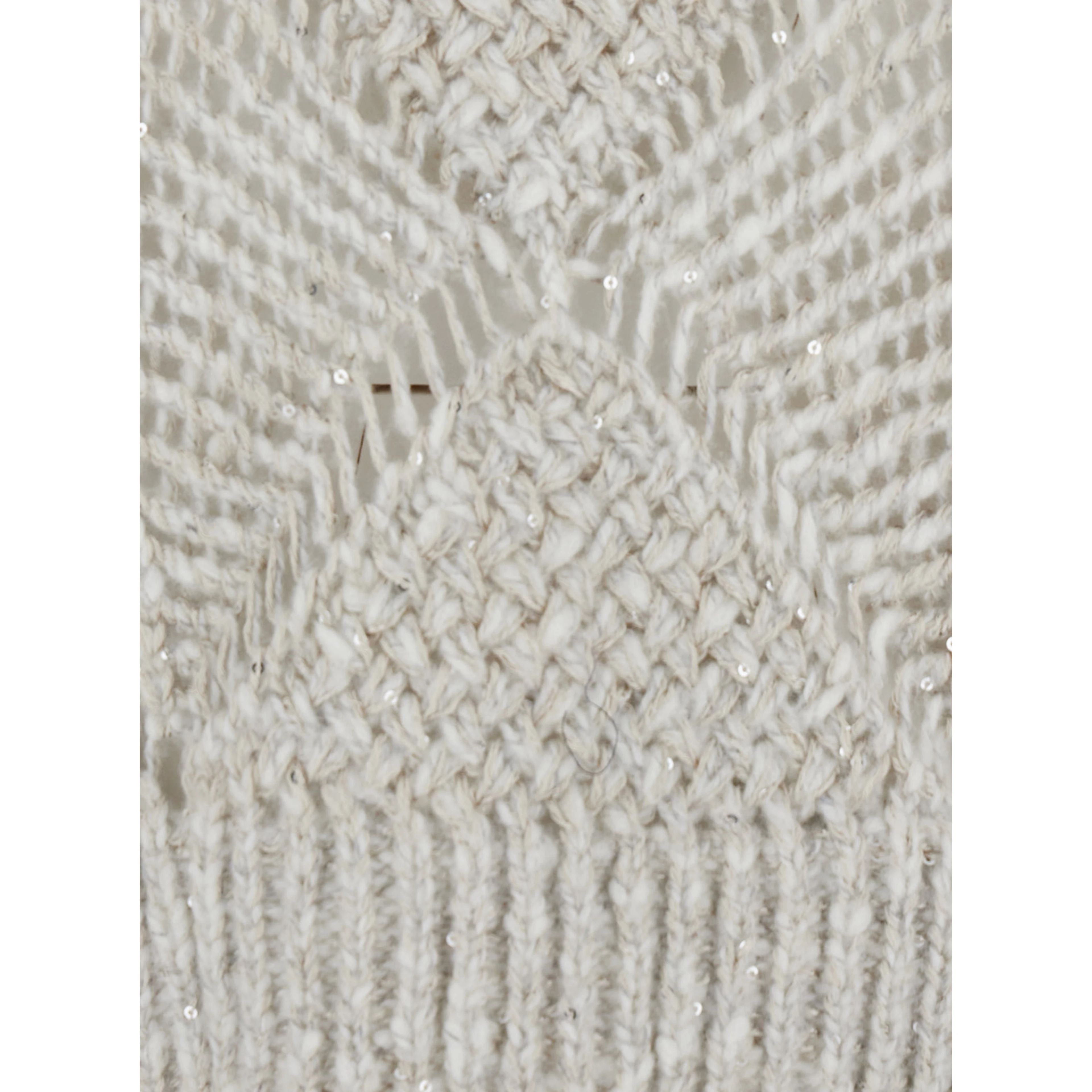ASSIA Sweater with V-neck and long sleeves in white fabric for women