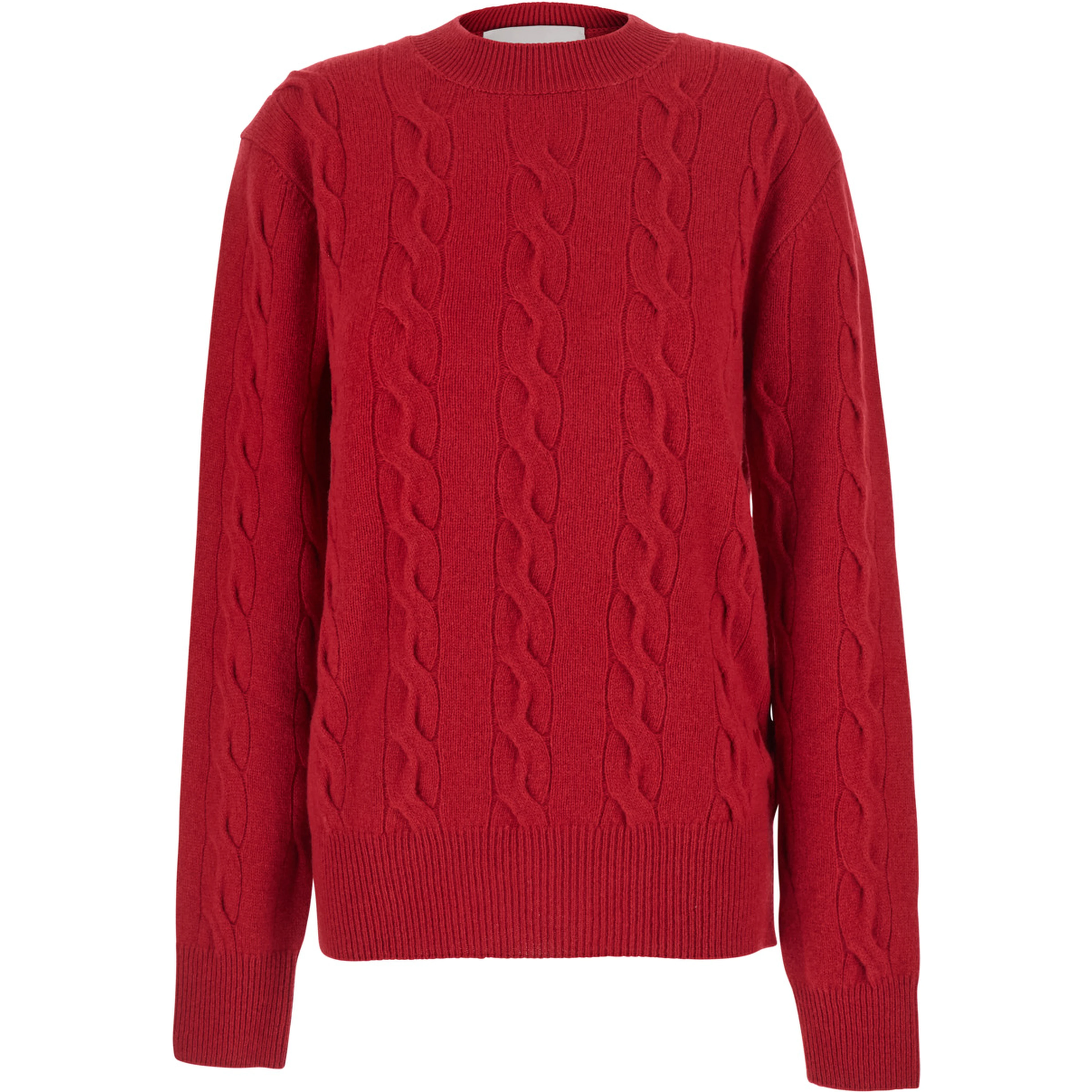Sweater with round neck and AMI de Coeur logo in red for men