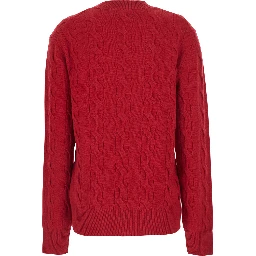 Sweater with round neck and AMI de Coeur logo in red for men