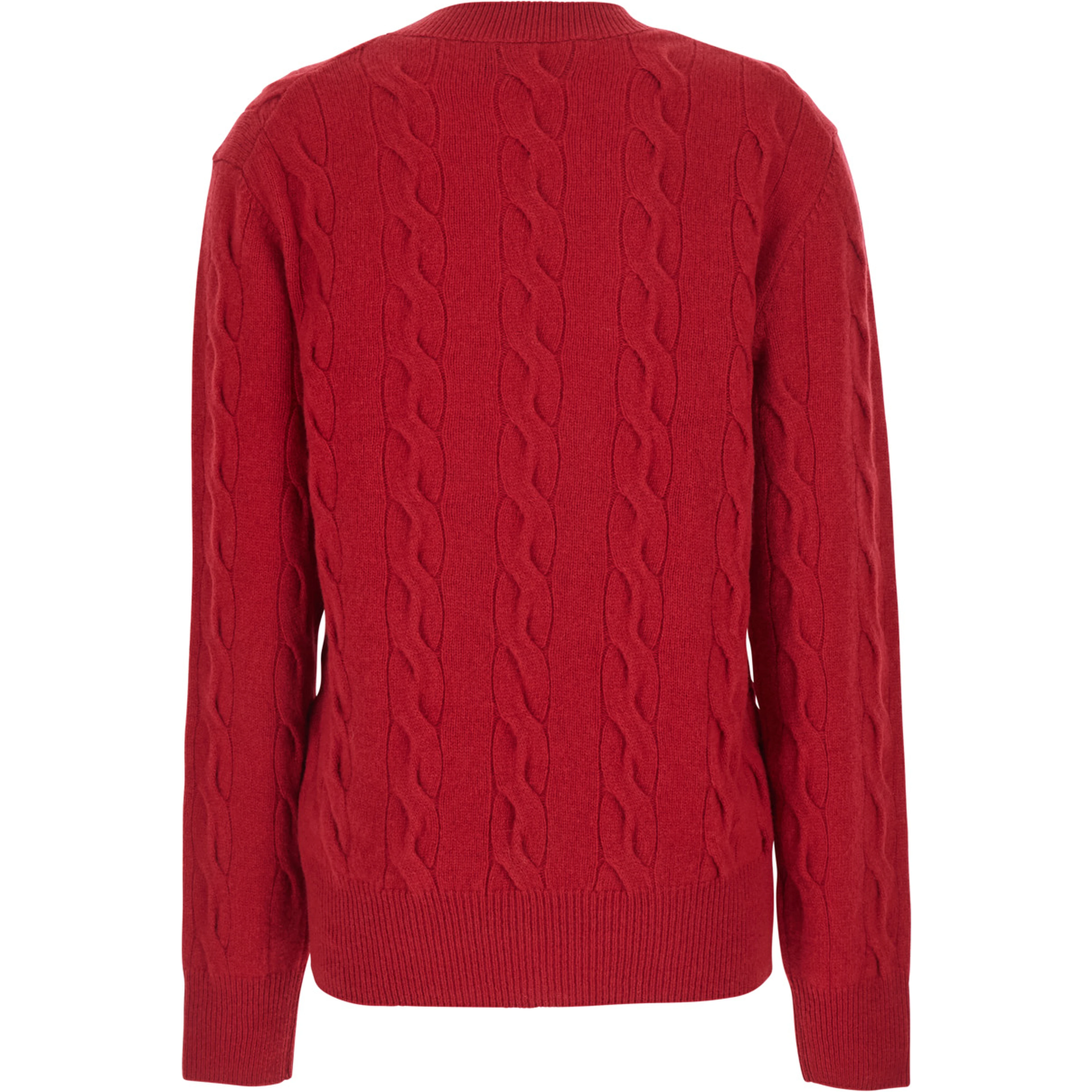 Sweater with round neck and AMI de Coeur logo in red for men