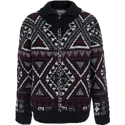 Jacket ML with Front Closure and Black Cashmere Details for Women