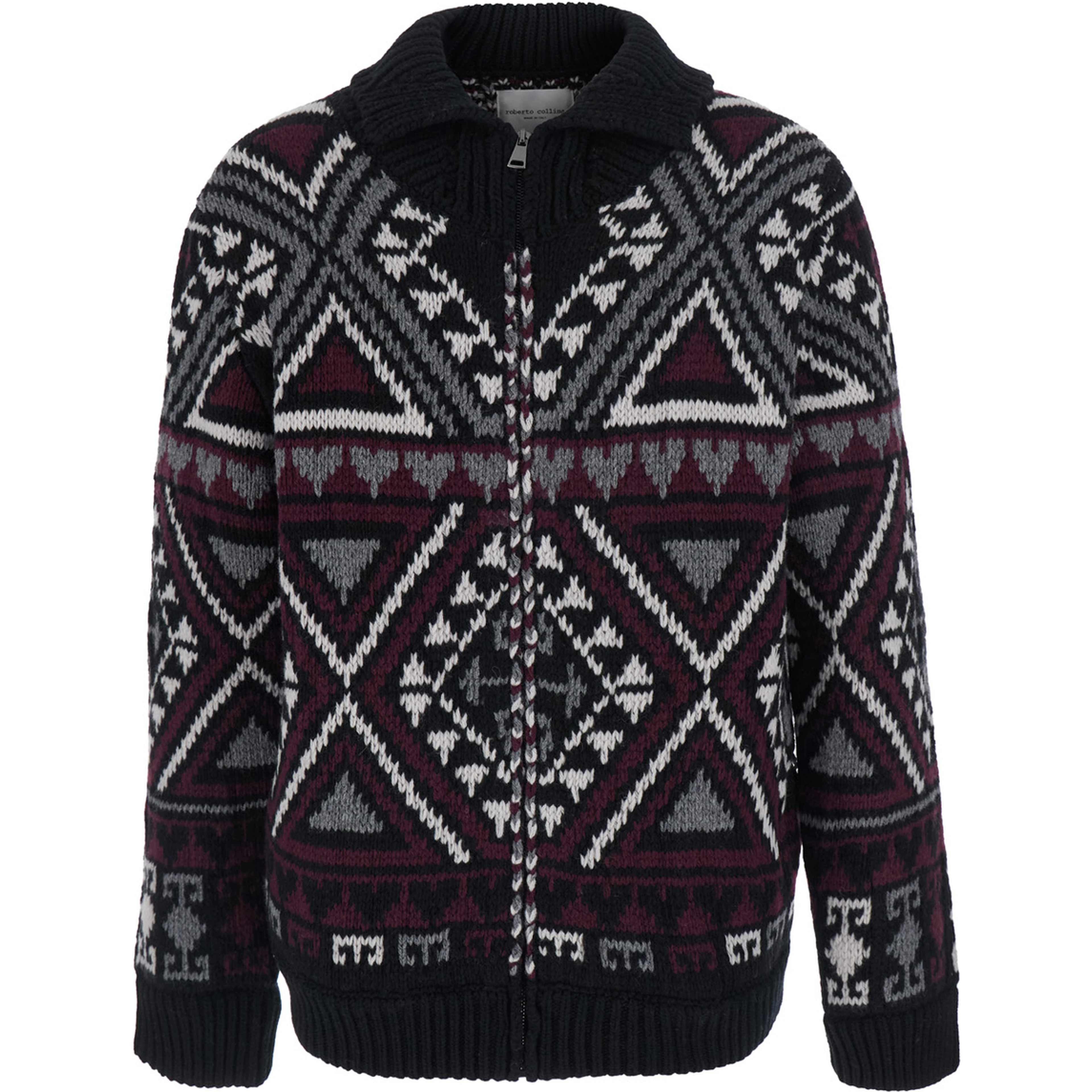 Jacket ML with Front Closure and Black Cashmere Details for Women