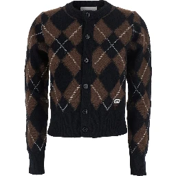 Cardigan with round neck and oval patches AMI in brown for men
