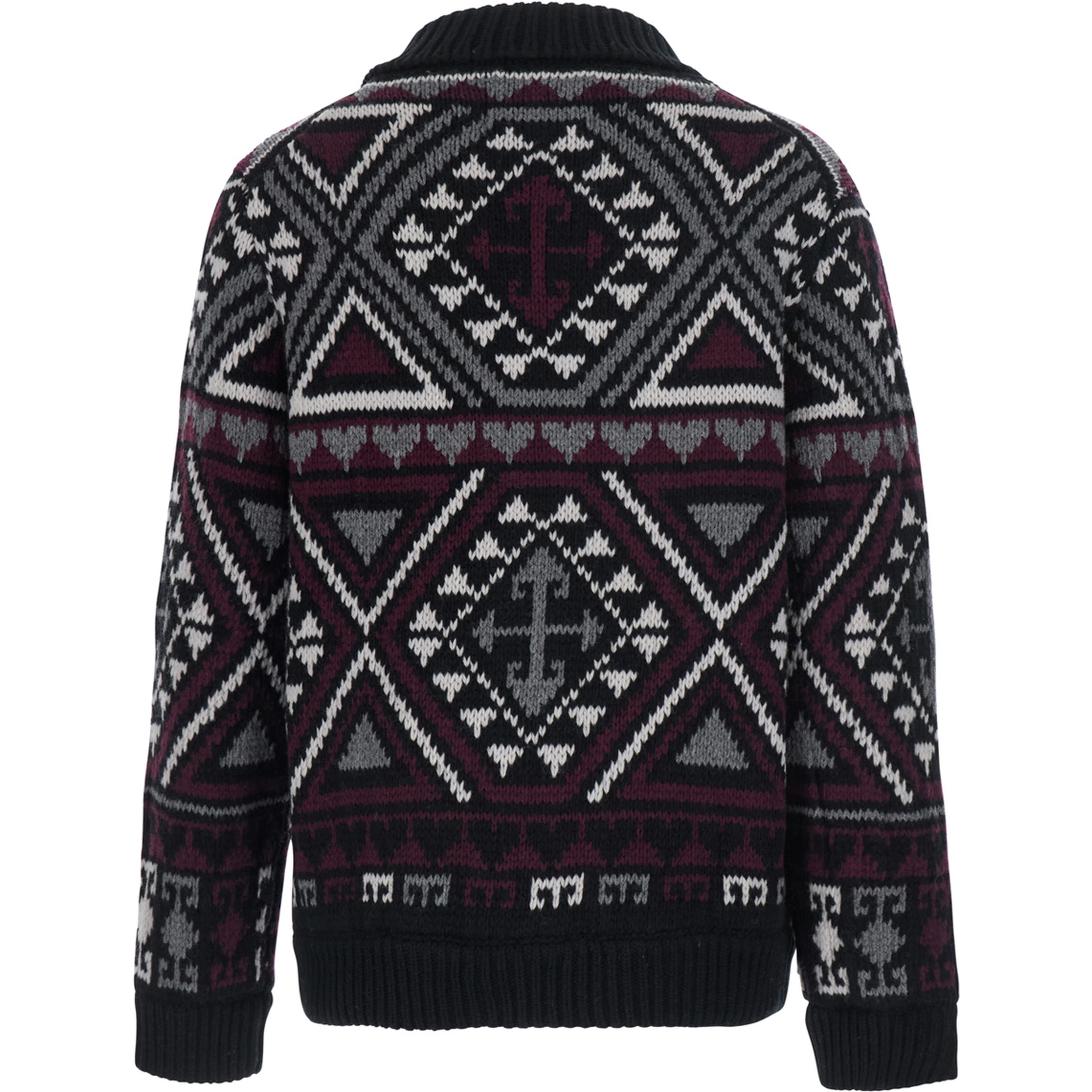Jacket ML with Front Closure and Black Cashmere Details for Women
