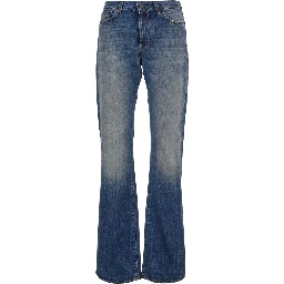 Blue Jeans with Five-Pocket Design in Denim