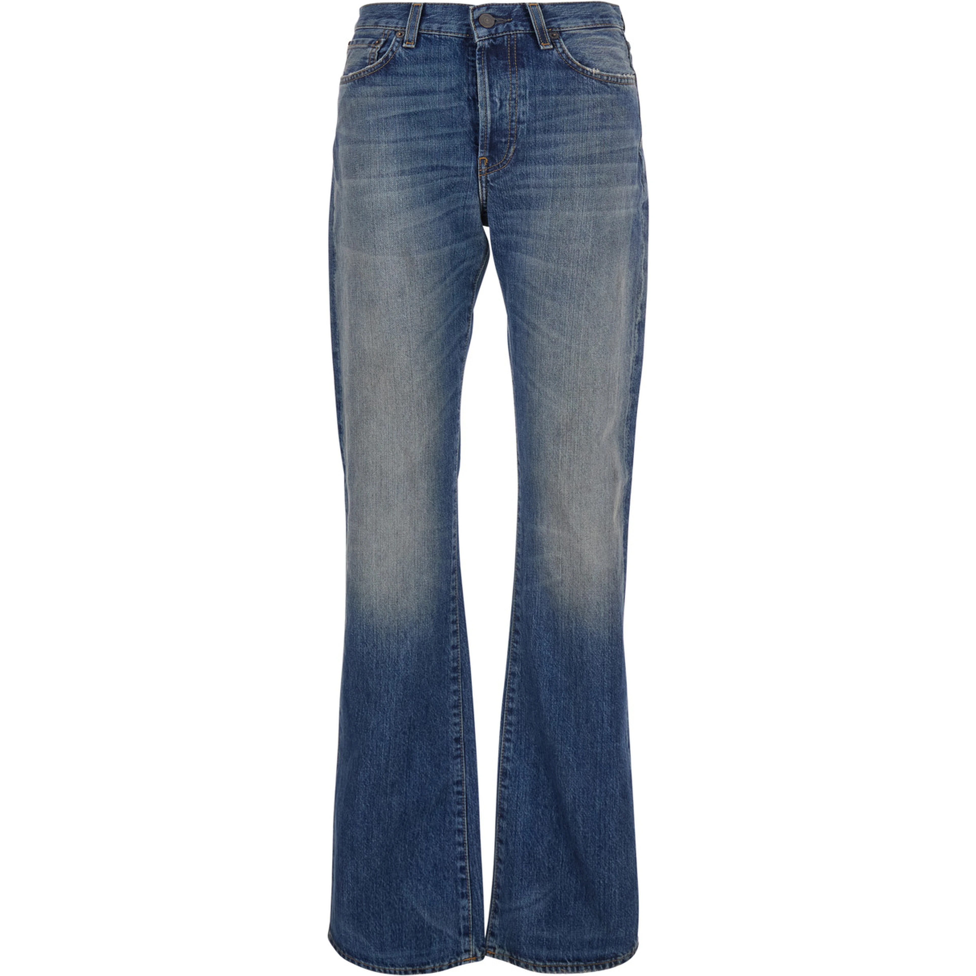 Blue Jeans with Five-Pocket Design in Denim