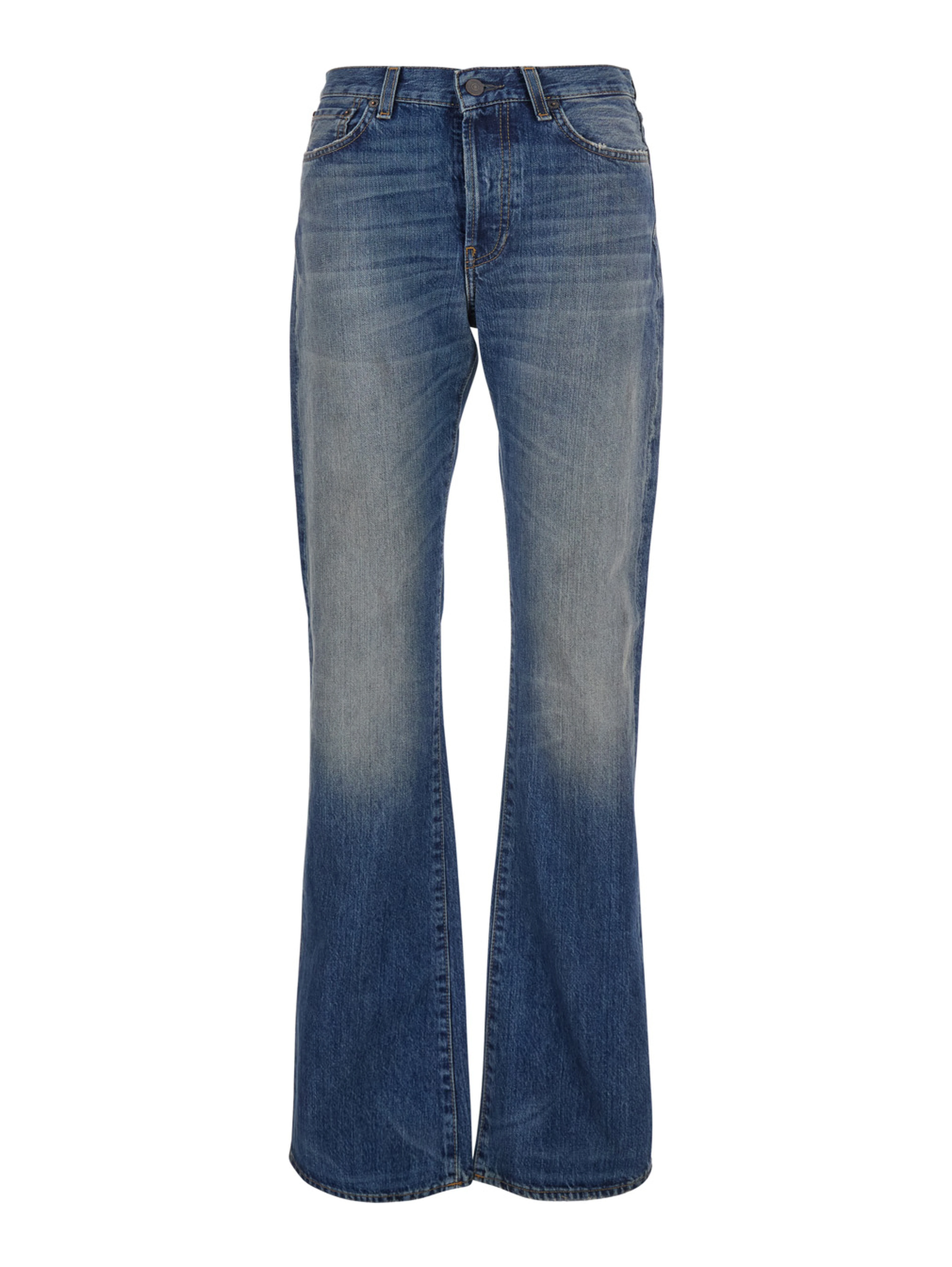 Blue Jeans with Five-Pocket Design in Denim