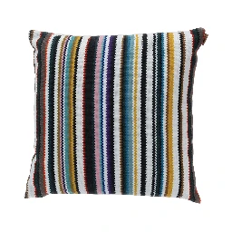 Outdoor Cushion with Zigzag Motif in Multicolor Tech Fabric and Polyester Unisex