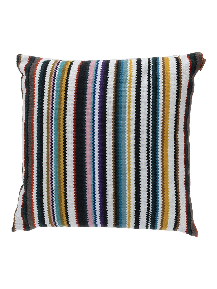 Outdoor Cushion with Zigzag Motif in Multicolor Tech Fabric and Polyester Unisex