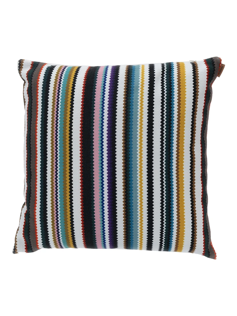 Outdoor Cushion with Zigzag Motif in Multicolor Tech Fabric and Polyester Unisex