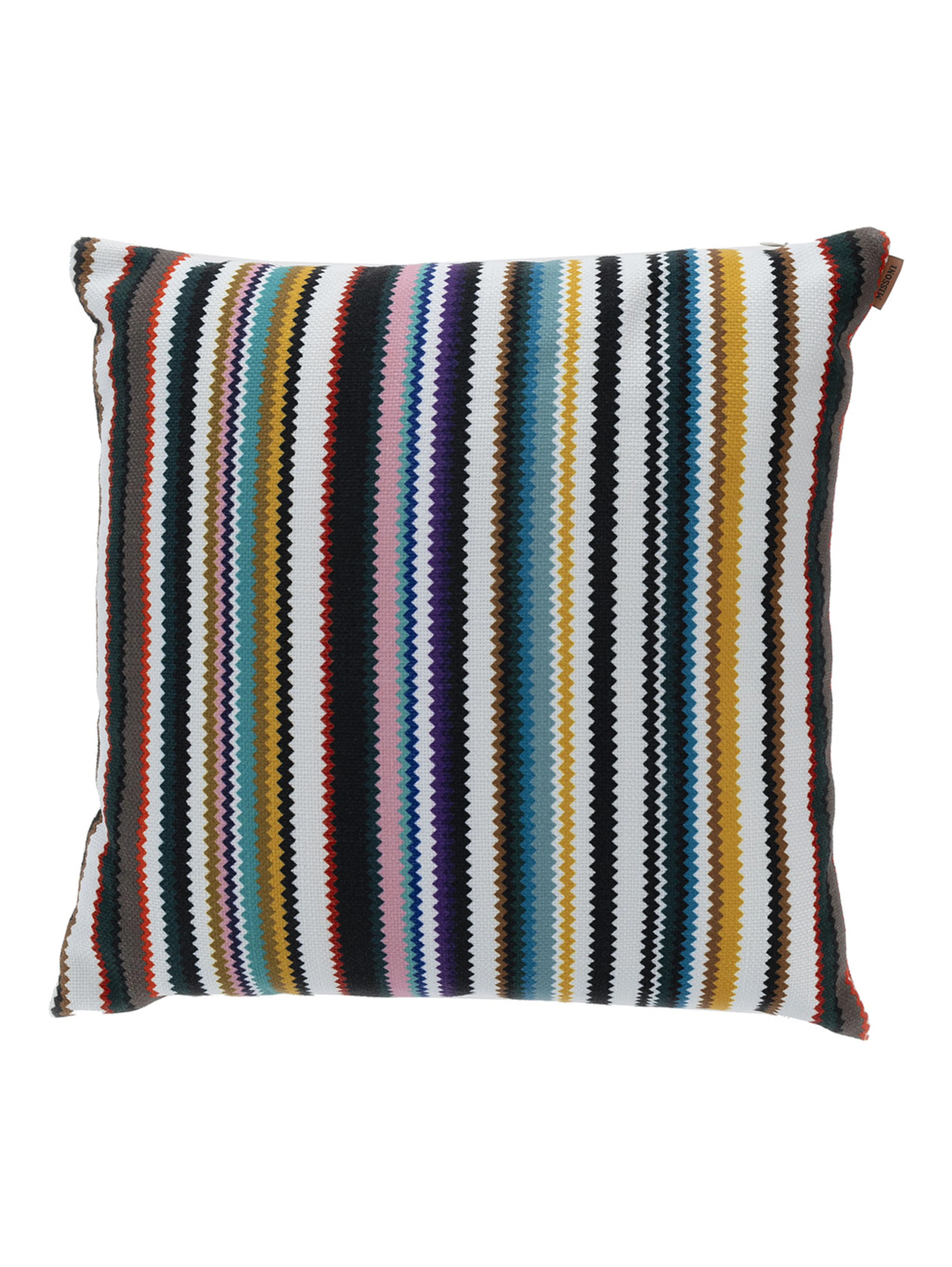 Outdoor Cushion with Zigzag Motif in Multicolor Tech Fabric and Polyester Unisex