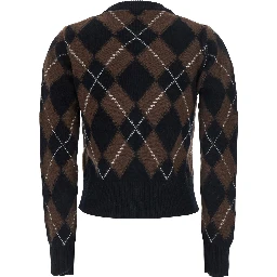 Cardigan with round neck and oval patches AMI in brown for men