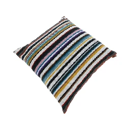 Outdoor Cushion with Zigzag Motif in Multicolor Tech Fabric and Polyester Unisex