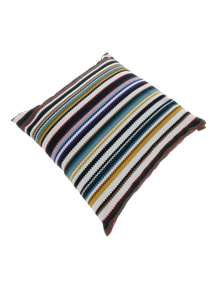 Outdoor Cushion with Zigzag Motif in Multicolor Tech Fabric and Polyester Unisex