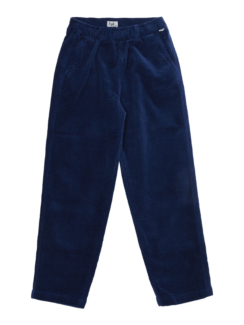 Long pants with pockets and ribbed hems, in cotton, blue, Boy