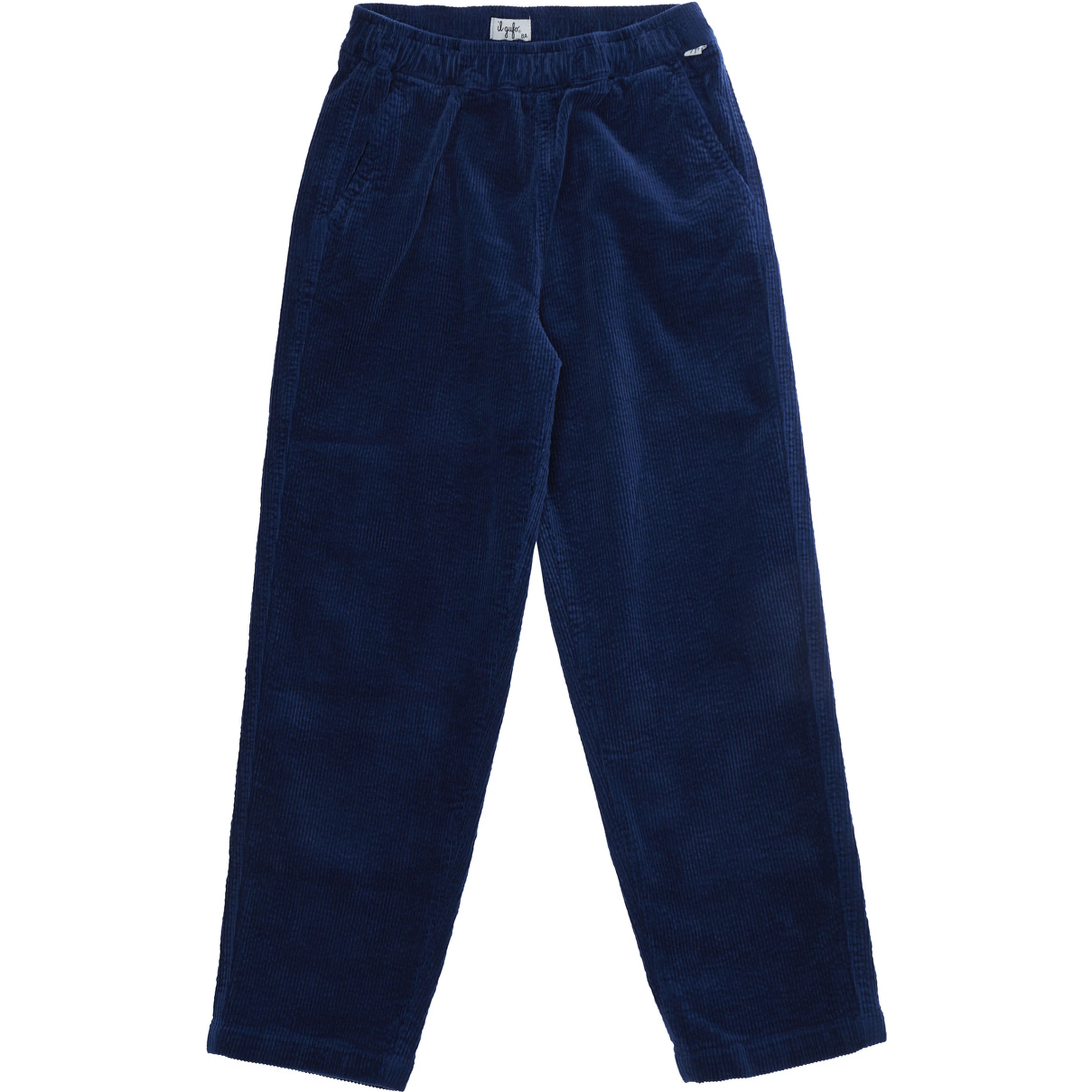 Long pants with pockets and ribbed hems, in cotton, blue, Boy