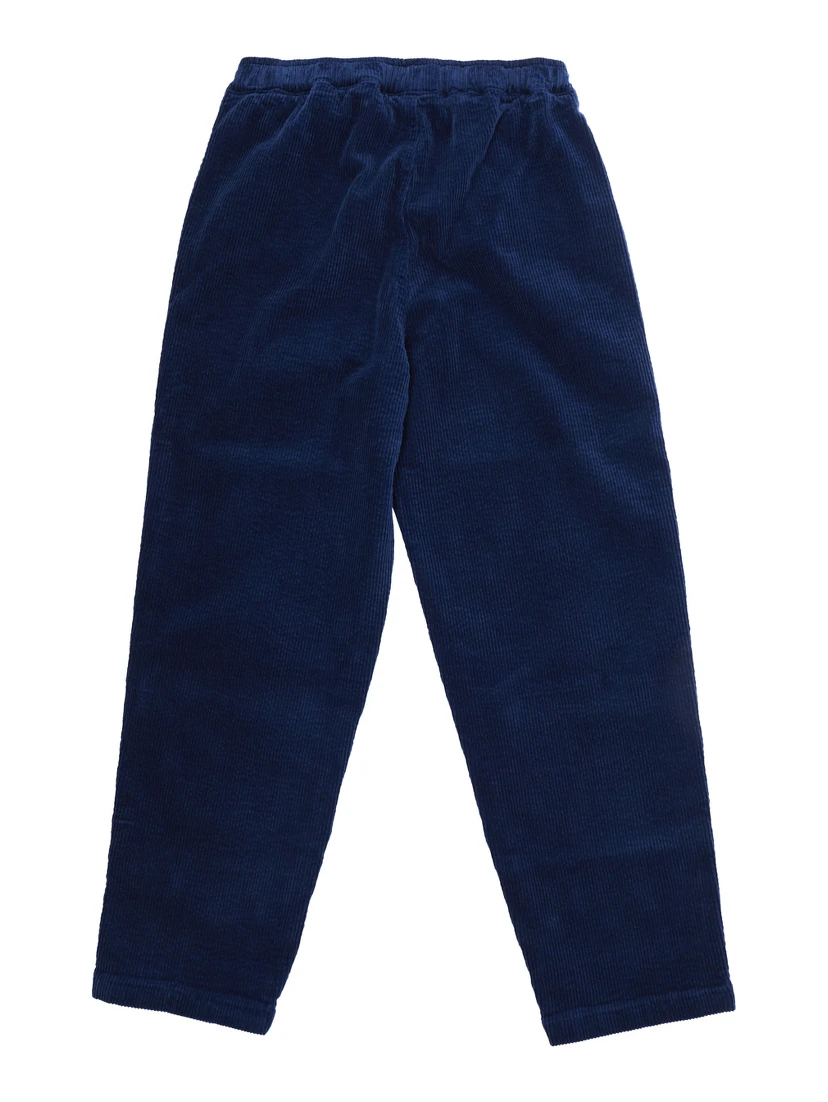 Long pants with pockets and ribbed hems, in cotton, blue, Boy