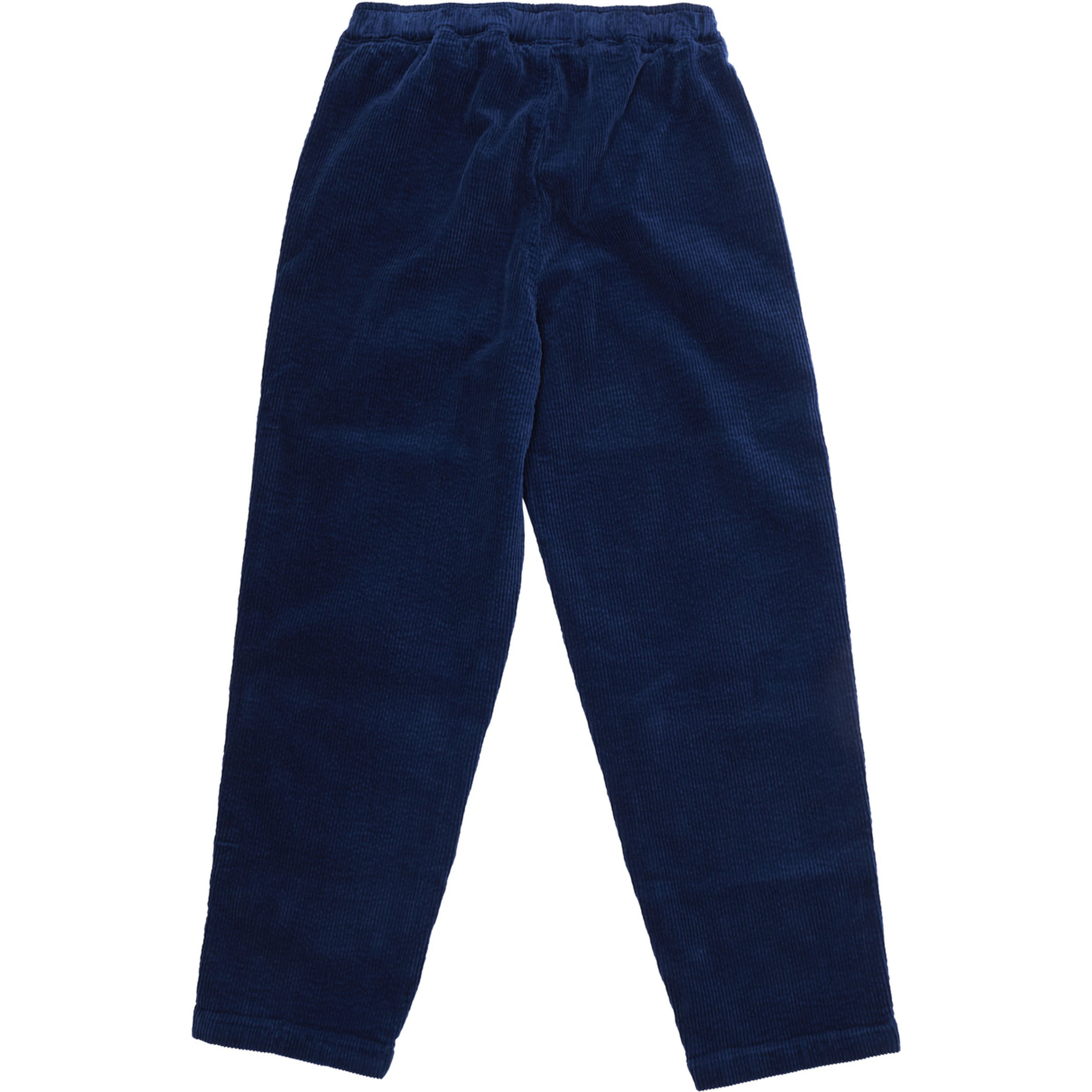 Long pants with pockets and ribbed hems, in cotton, blue, Boy