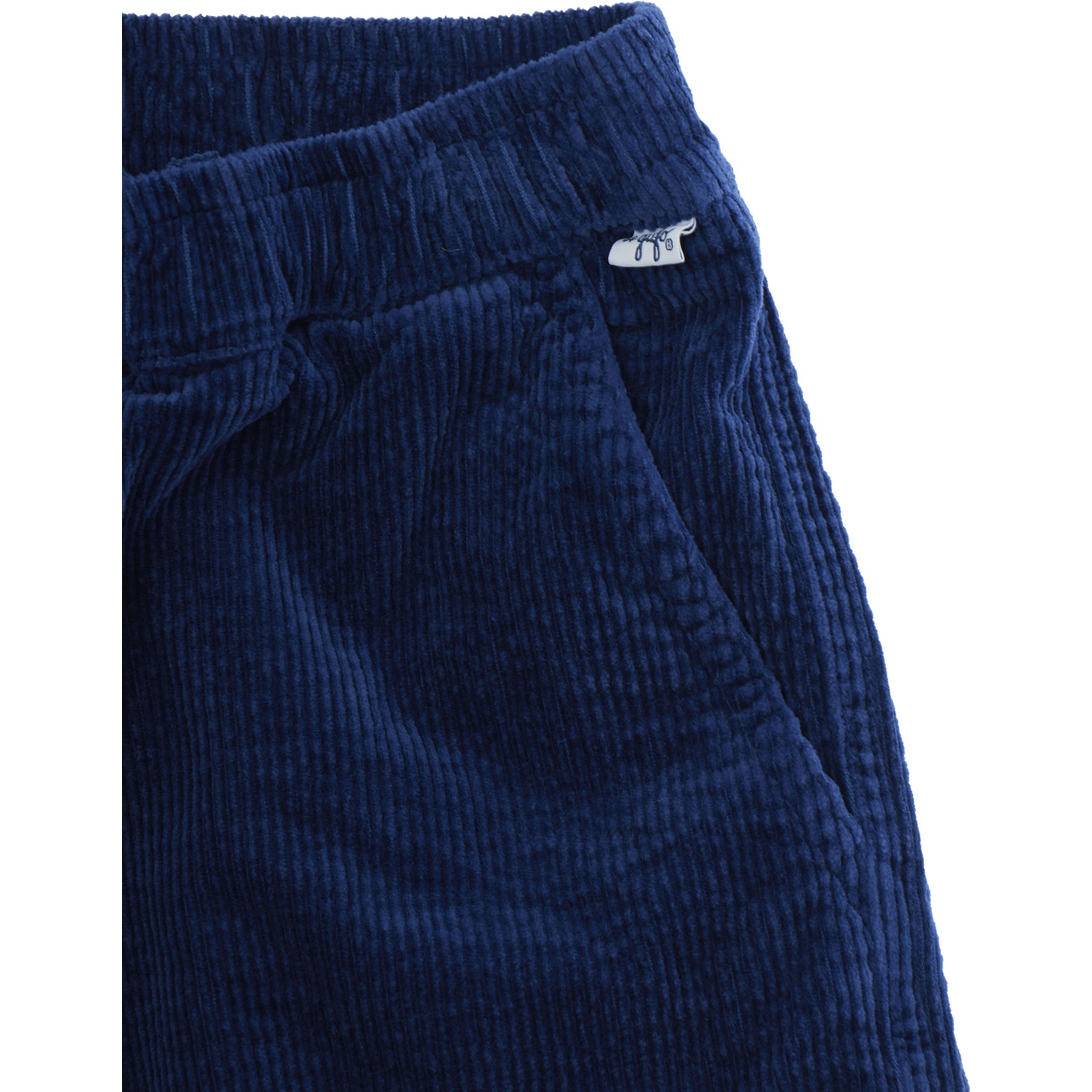 Long pants with pockets and ribbed hems, in cotton, blue, Boy