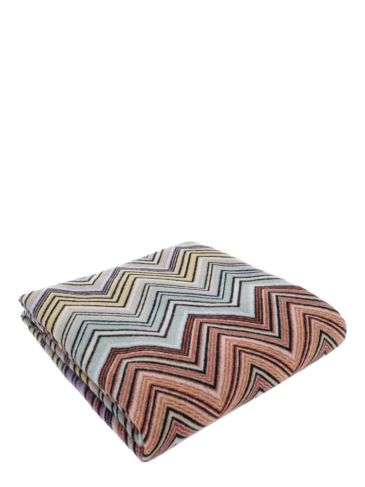 Perseo Blanket with multicolored zigzag pattern in wool and cashmere unisex