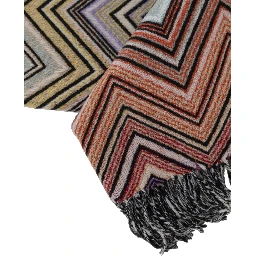 Perseo Blanket with multicolored zigzag pattern in wool and cashmere unisex