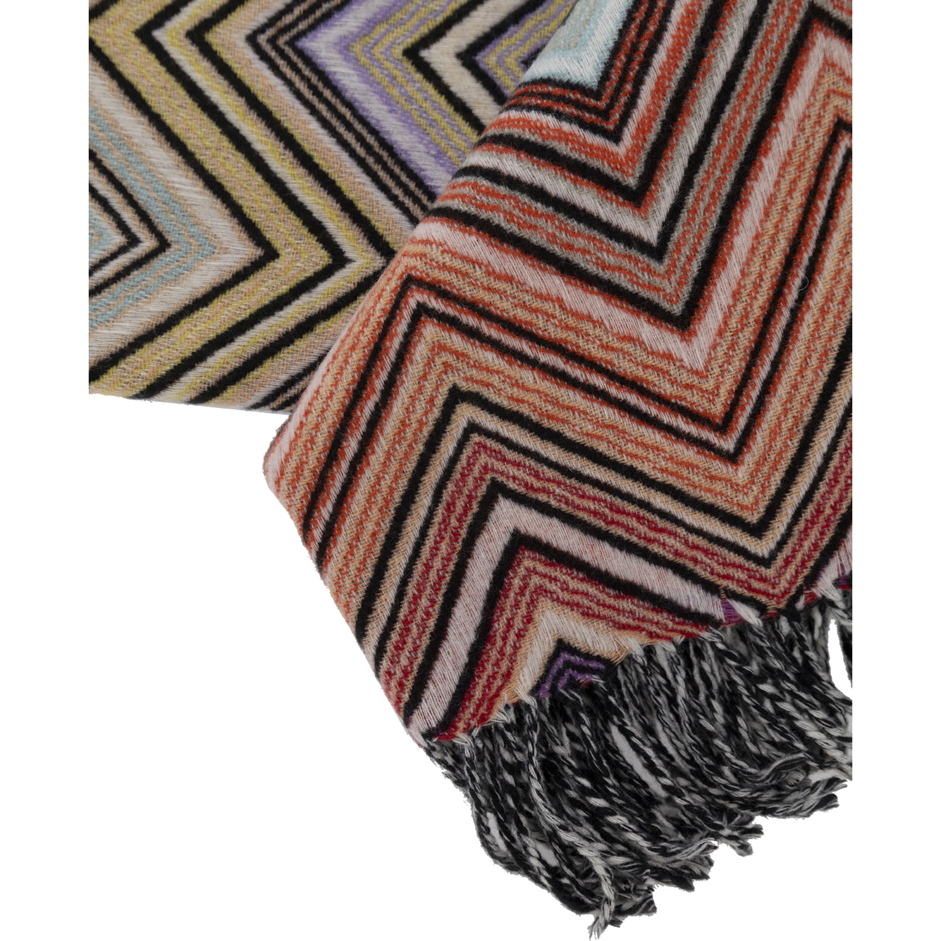 Perseo Blanket with multicolored zigzag pattern in wool and cashmere unisex