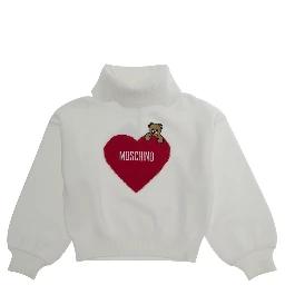 Sweater with round neck and long sleeves in Tech Fabric white for Boy