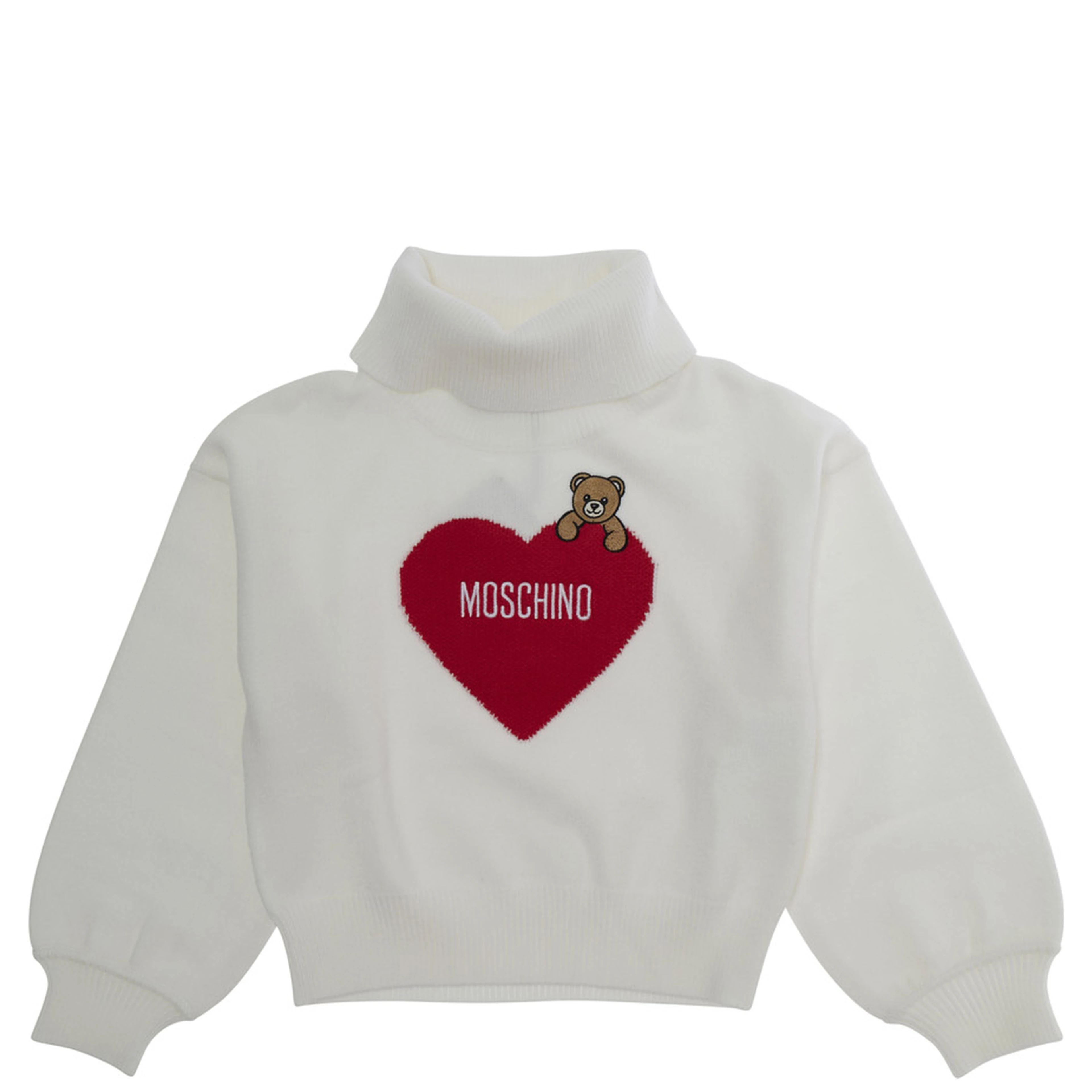 Sweater with round neck and long sleeves in Tech Fabric white for Boy