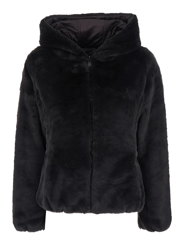 Down jacket LAILA FURY reversible with high collar and pockets Brown Woman