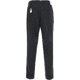 Grey Pants with Belt Loops and Front Pleats in Fabric for Men