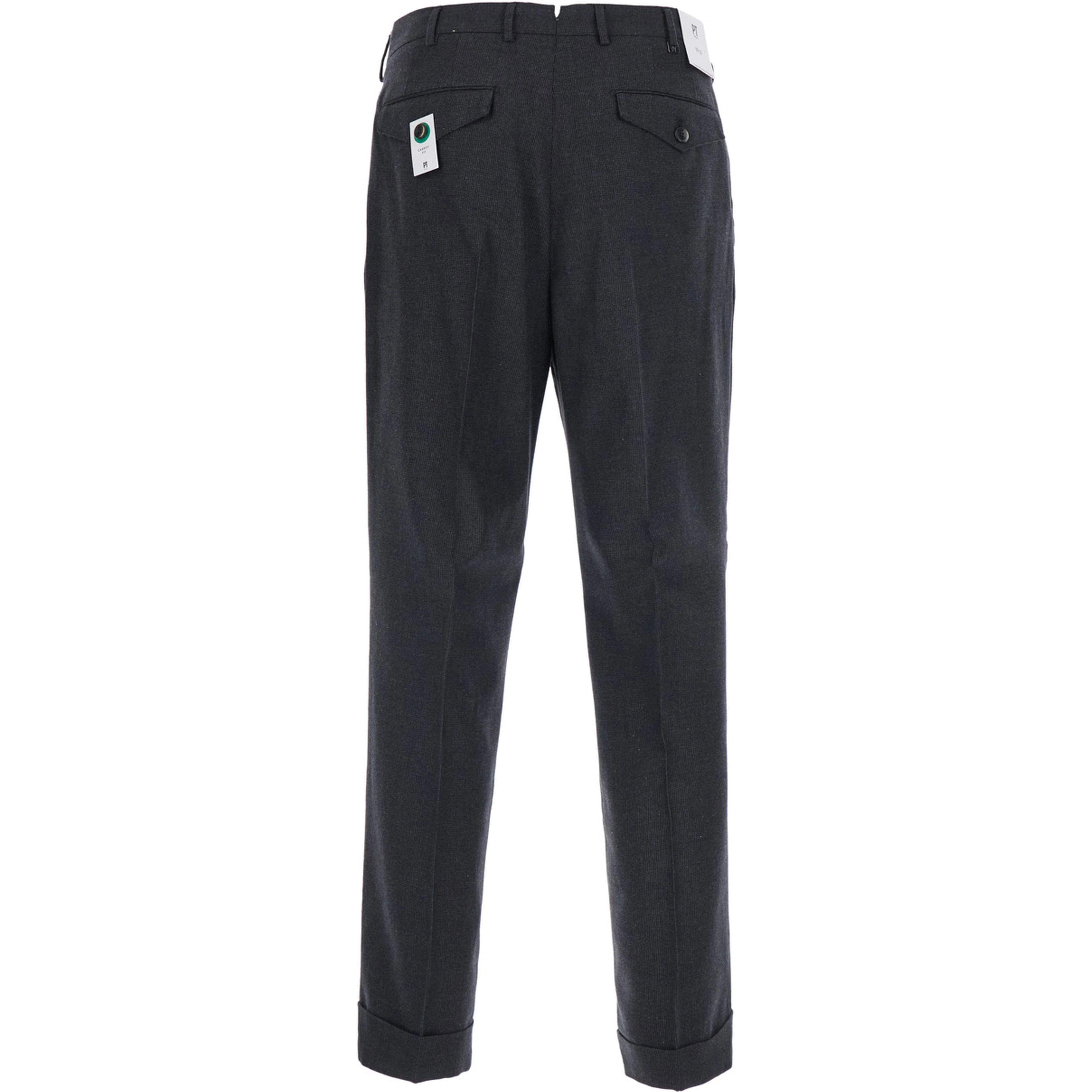 Grey Pants with Belt Loops and Front Pleats in Fabric for Men