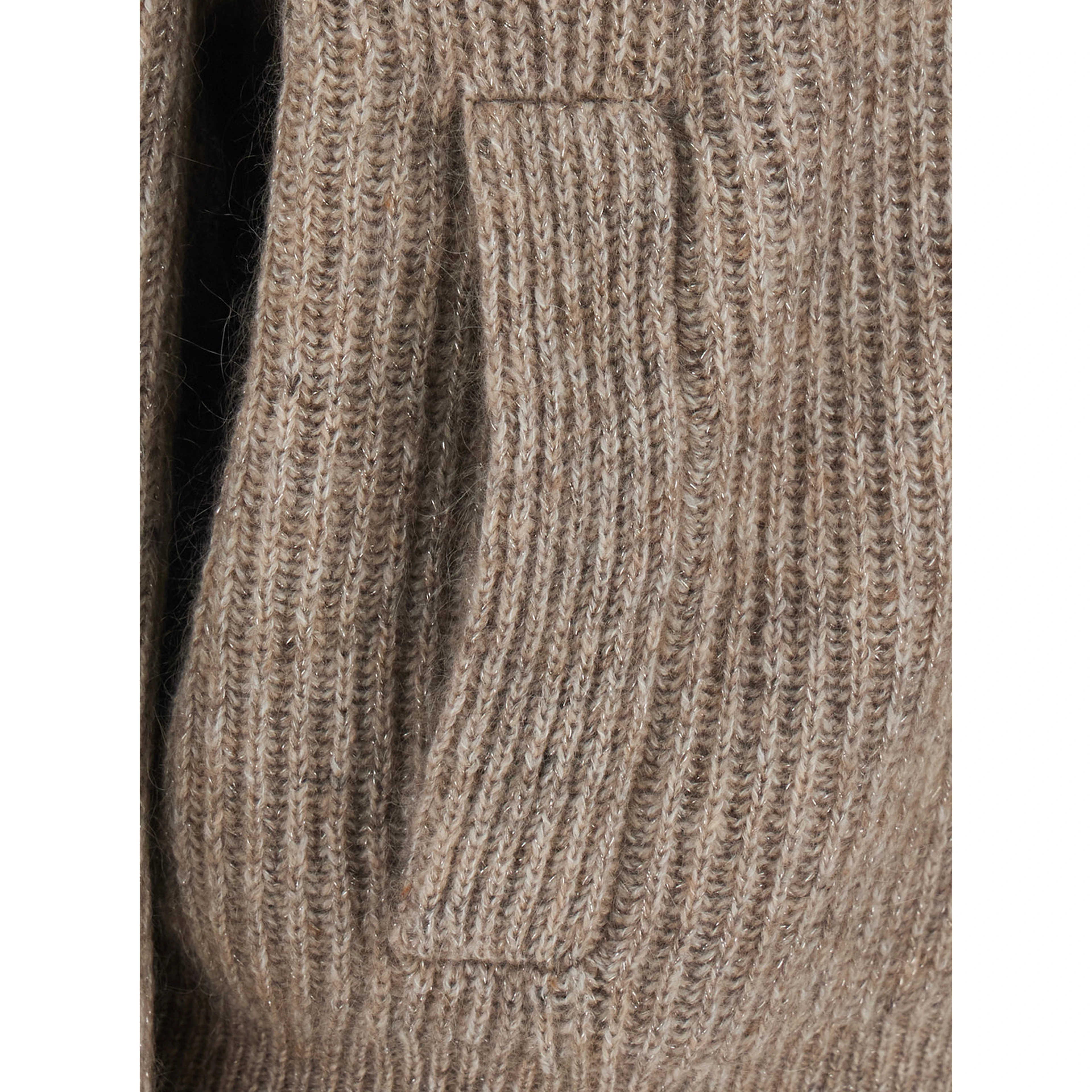 Brown High-neck cardigan with front zip closure in wool for women