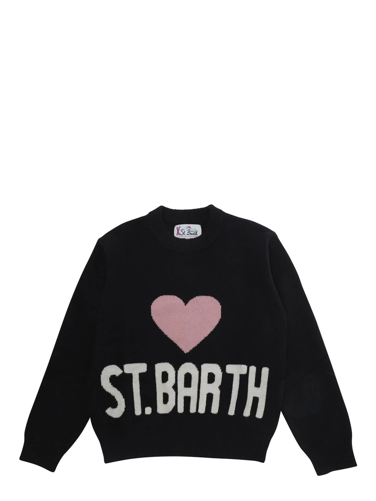 MC2 SAINT BARTH KIDS Black crew-neck wool sweater junior