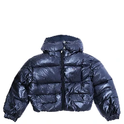Down jacket with high collar and long sleeves in Tech Fabric Blue for Girl