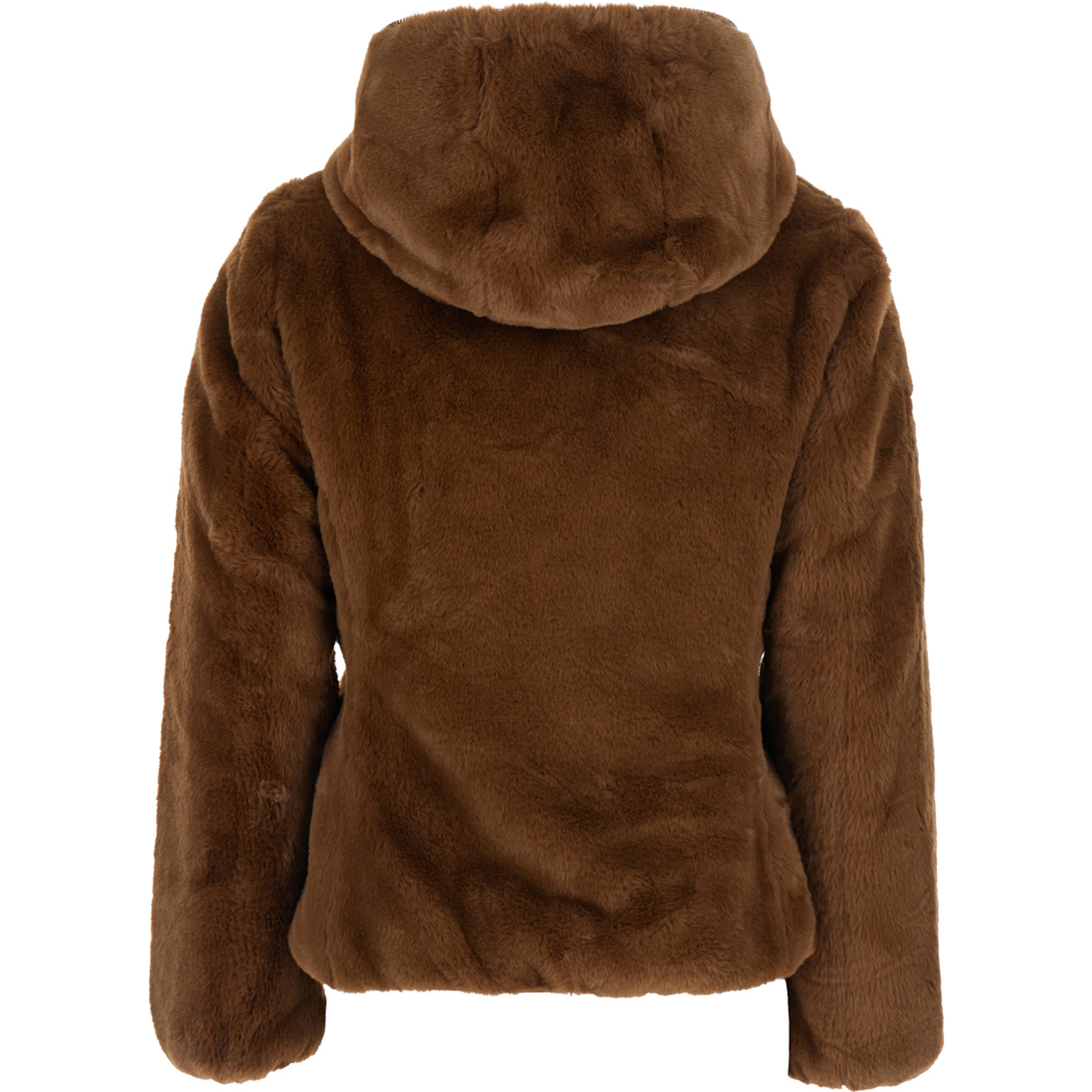 Reversible Down Jacket LAILA FURY with Hood and Pockets Brown Woman