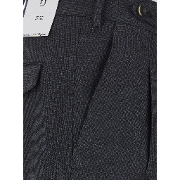 Grey Pants with Belt Loops and Front Pleats in Fabric for Men