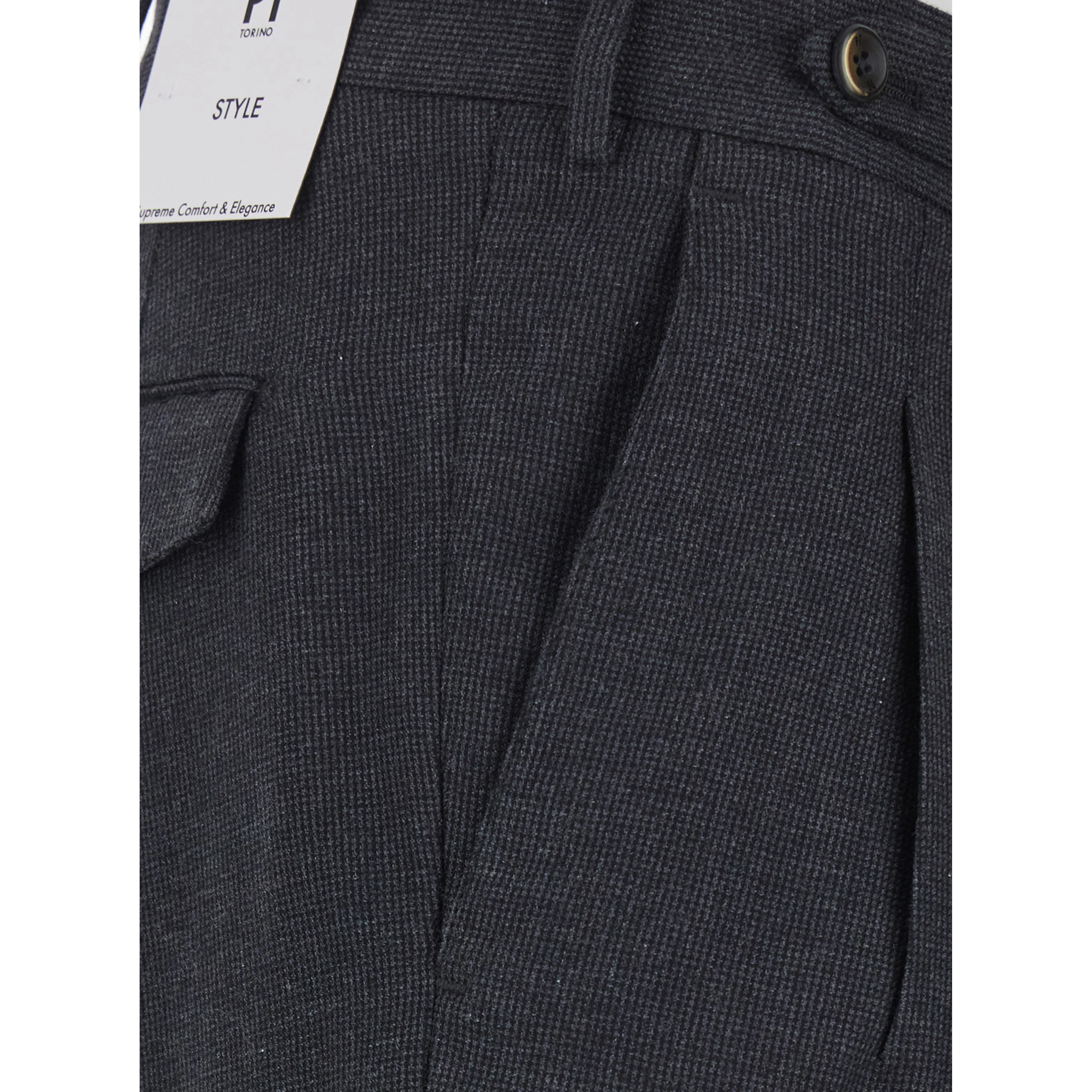 Grey Pants with Belt Loops and Front Pleats in Fabric for Men