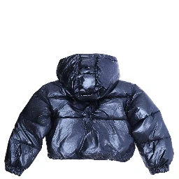Down jacket with high collar and long sleeves in Tech Fabric Blue for Girl