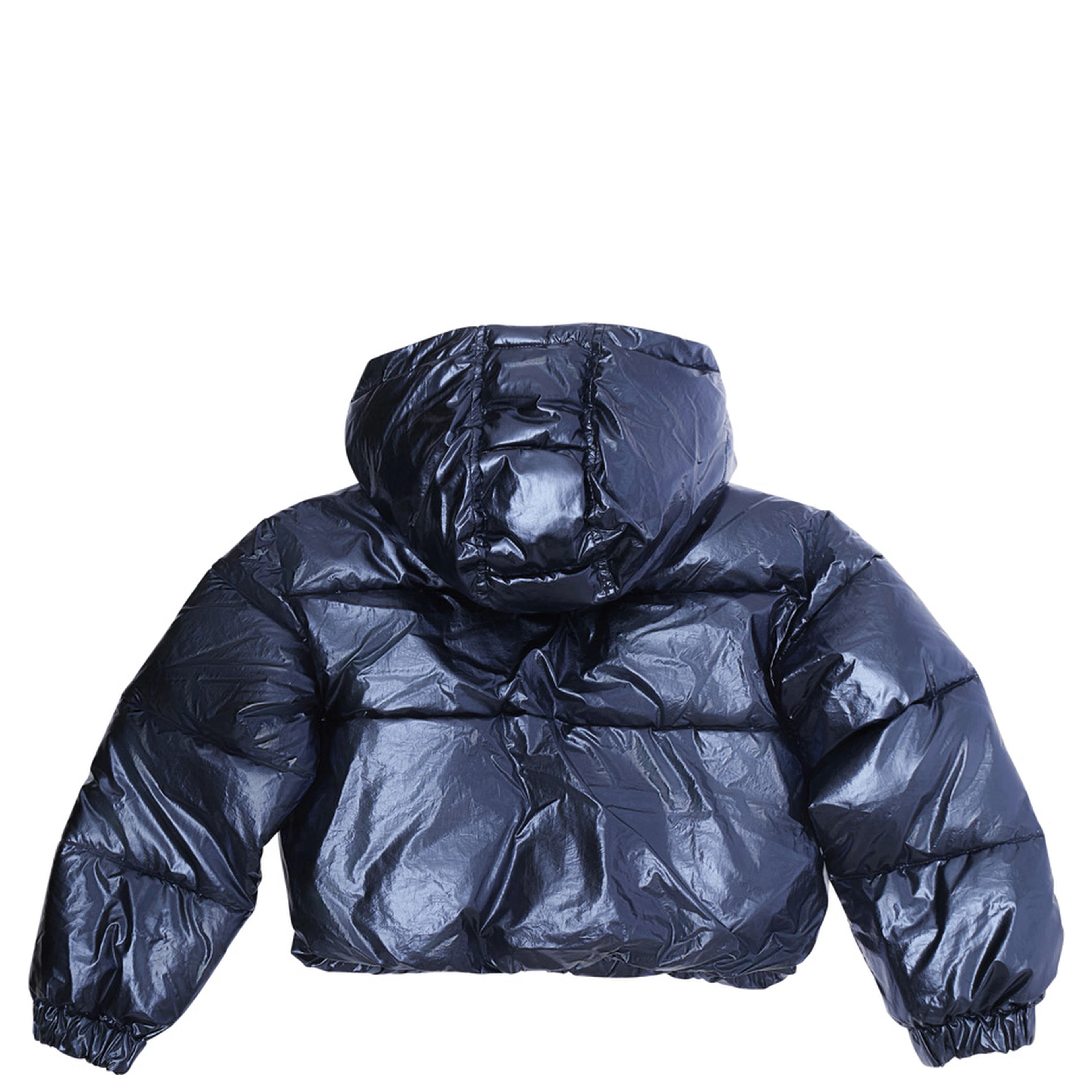 Down jacket with high collar and long sleeves in Tech Fabric Blue for Girl