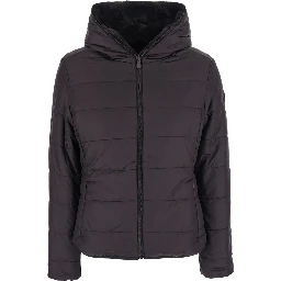 Down jacket LAILA FURY reversible with high collar and pockets Brown Woman
