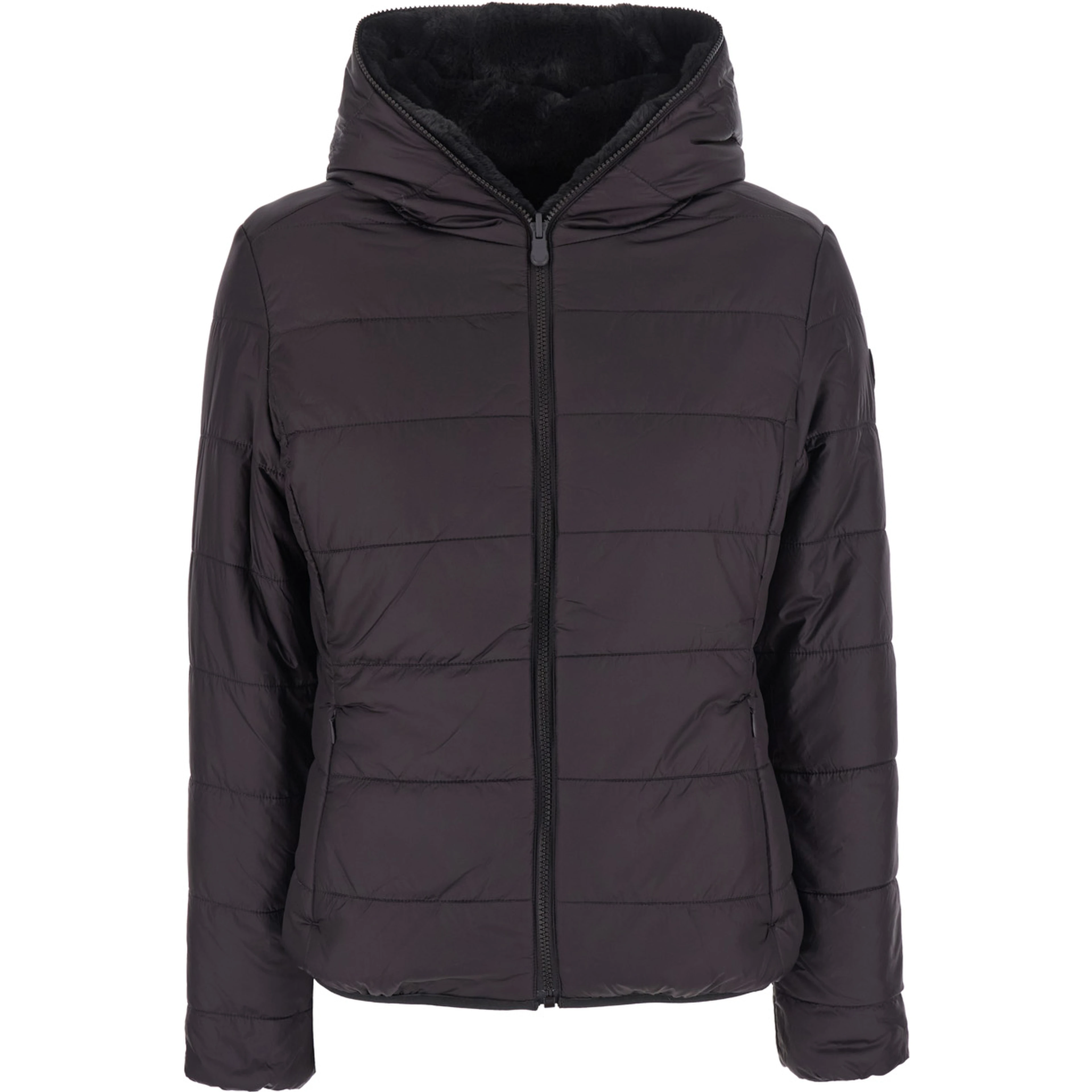 Down jacket LAILA FURY reversible with high collar and pockets Brown Woman