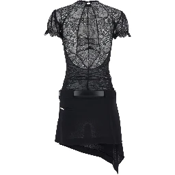 Wool crepe and lace dress