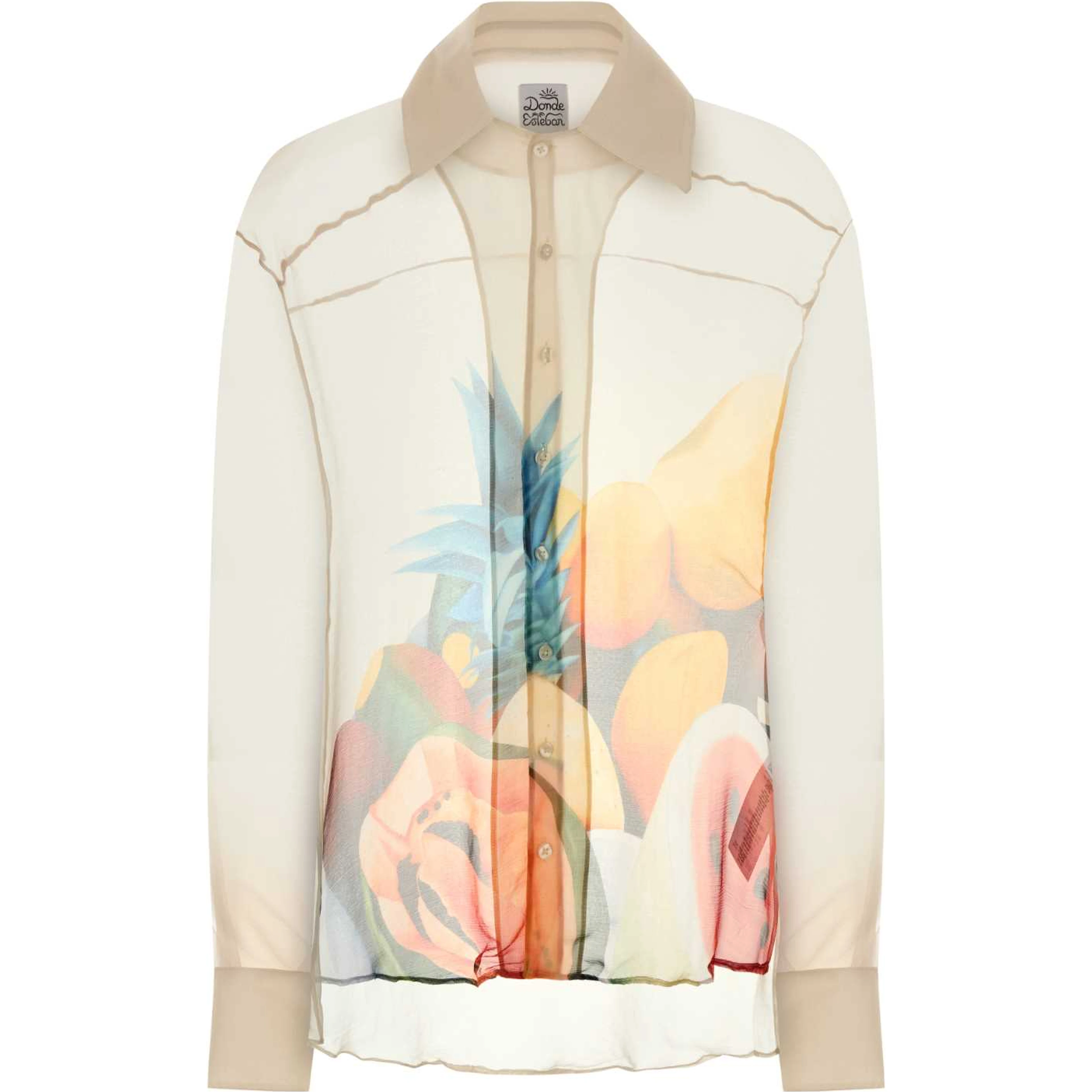 SALPICON WHITE SILK CHIFFON SHIRT
