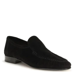 Black Suede Leather Slip-On Loafers