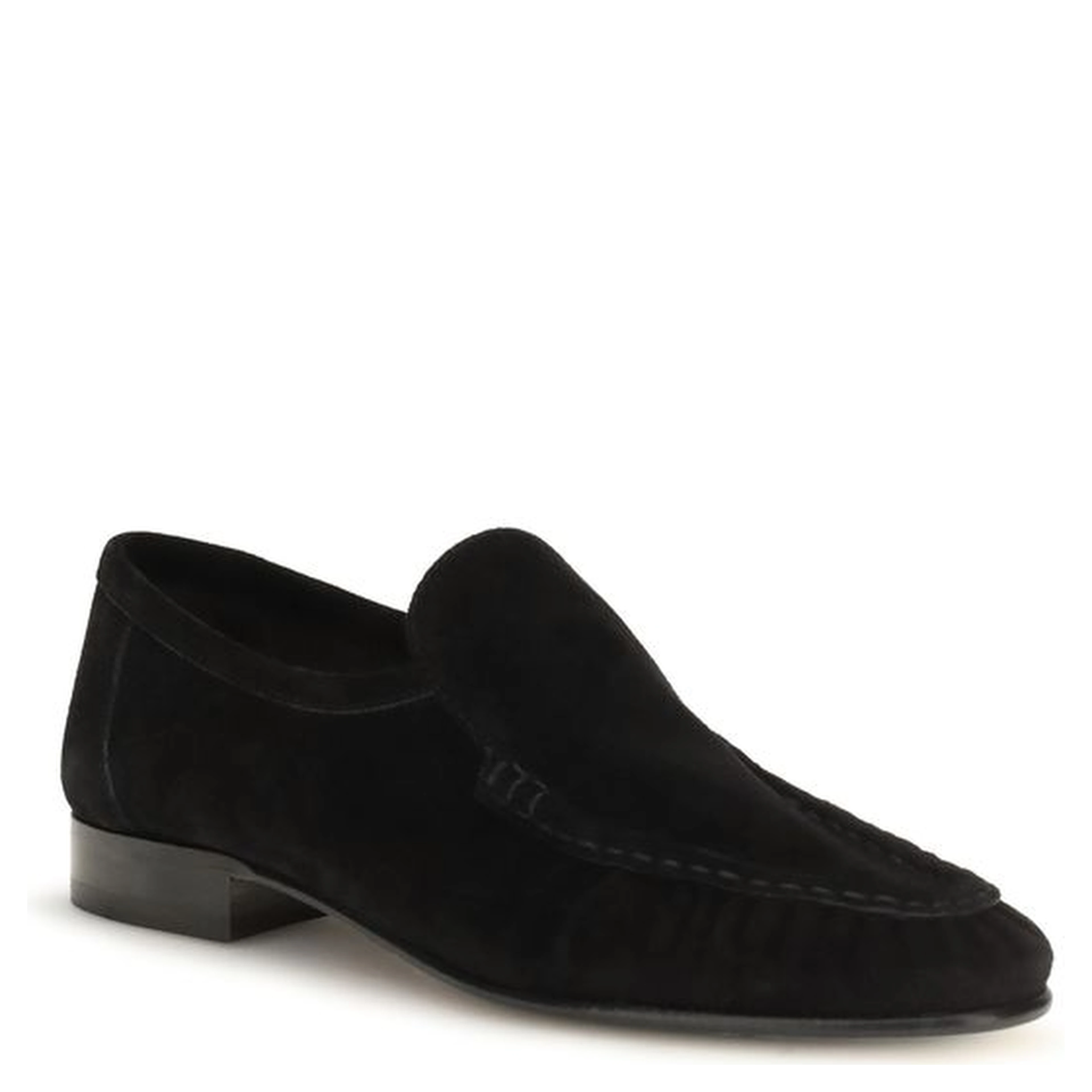 Black Suede Leather Slip-On Loafers