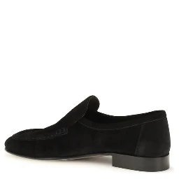 Black Suede Leather Slip-On Loafers