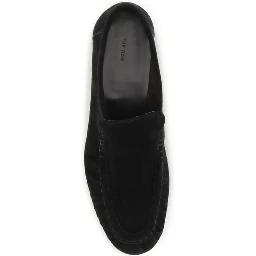 Black Suede Leather Slip-On Loafers