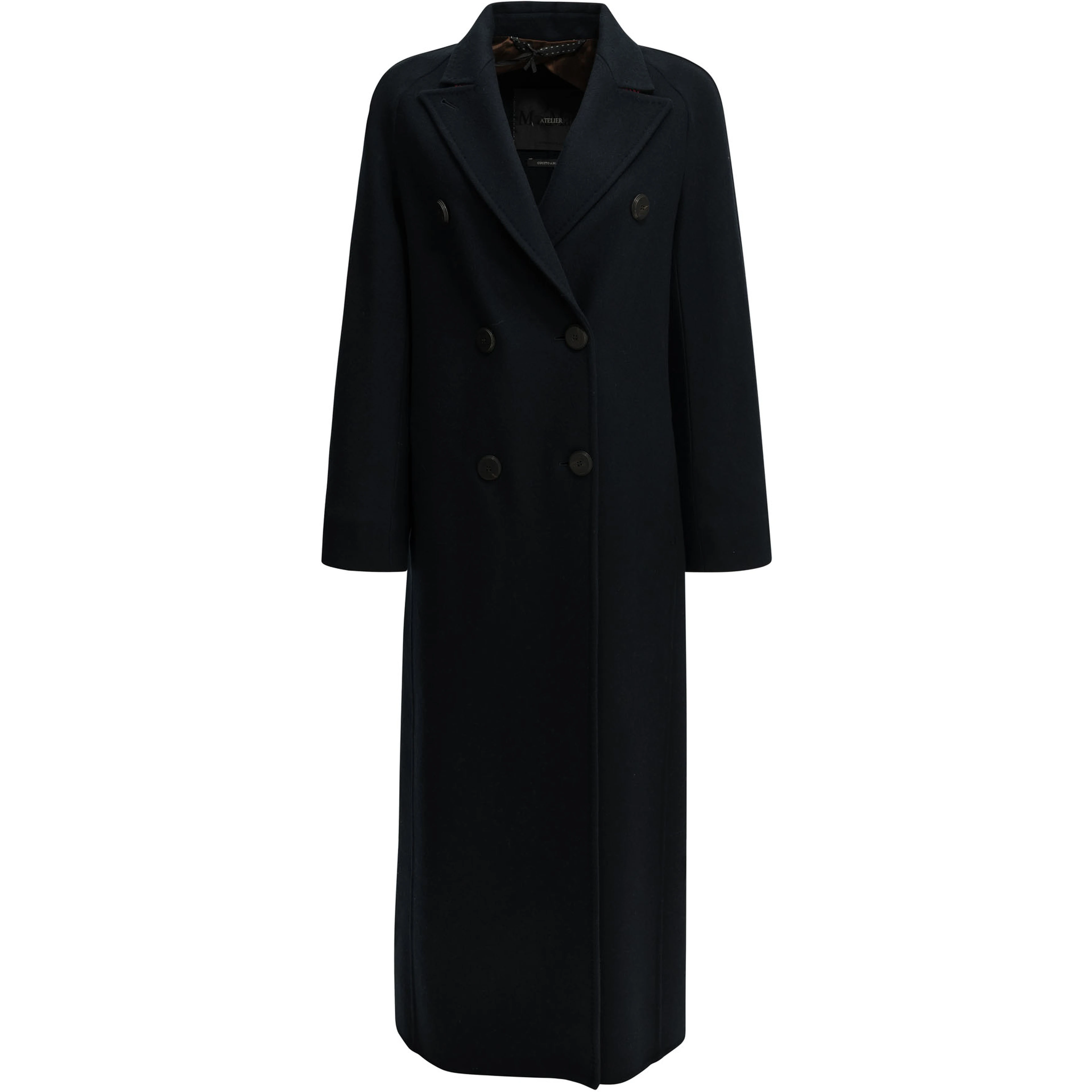 Long double-breasted cashmere coat