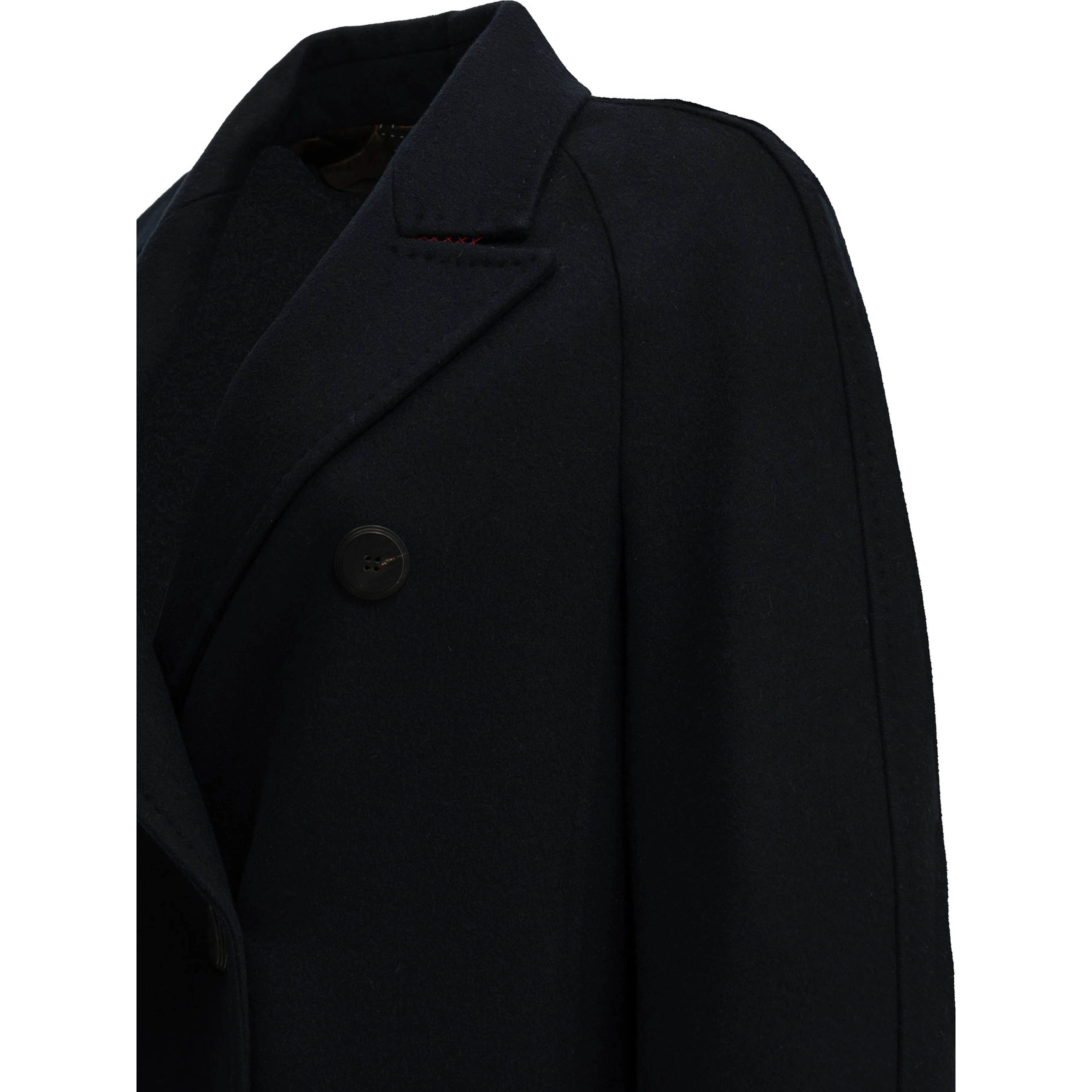 Long double-breasted cashmere coat