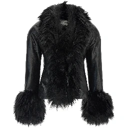 Black Polyester Leather Jacket
